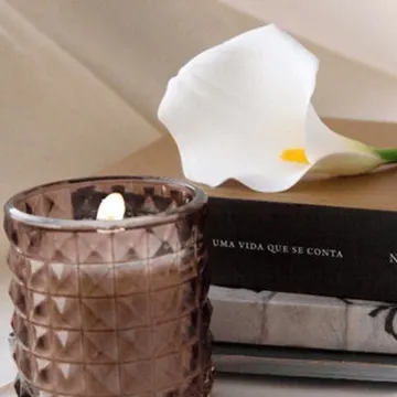 Vela Perfumada Aromática Decorativa Copo Vidro Diamond Fumê