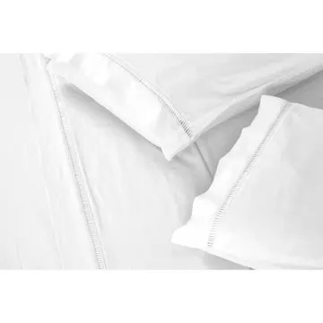 Jogo De Lençol 400 Fios Toque Suave E Macio Ponto Palito Cama Casal 3 Peças Branco Casa Dona