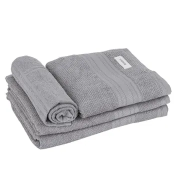 Jogo de Toalha de Banho Karsten Empire Cinza 4 Peças 100% Algodão 70x135cm