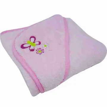 Cobertor Infantil Bordado C/ Capuz Rosa Estampa Sortida Niazitex