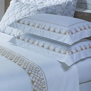 Jogo Cama Lençol Garland Casal Bordado 100% Algodão Acetinado 400 Fios 4 Peças - Branco