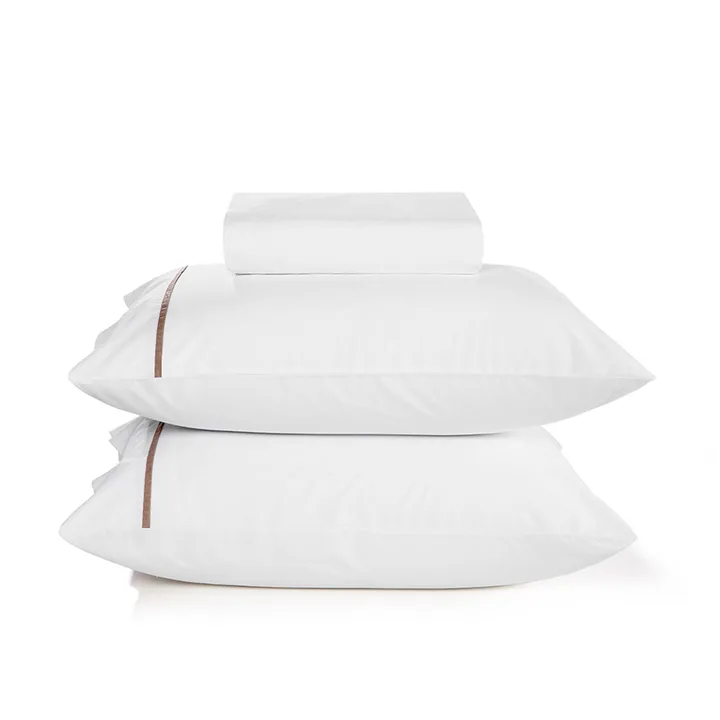 Jogo de Cama Casal Liam 180 Fios Algodão Branco e Taupe Karsten, imagem 1 de 2