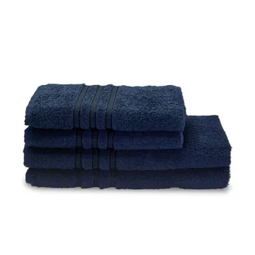 Jogo de Toalha de Banho Dohler Priori Azul Escuro 4 peças Algodão 15x24cm