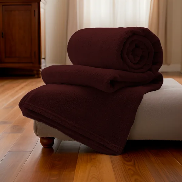 Cobertor Casal Manta Microfibra Fleece Vinho, imagem 1 de 5