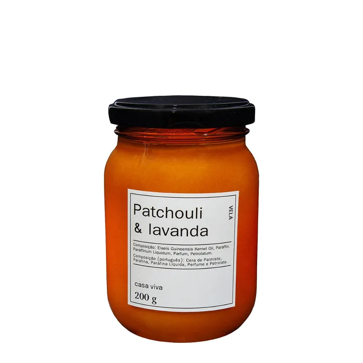 Vela Aromática Patchouli & Lavanda Âmbar Branca 8,9x6cm Casa Viva, imagem 1 de 2