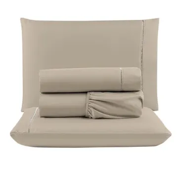 Jogo Cama Lençol Unique King Micro Percal 400 Fios Ponto Palito 4 Peças - Avelã