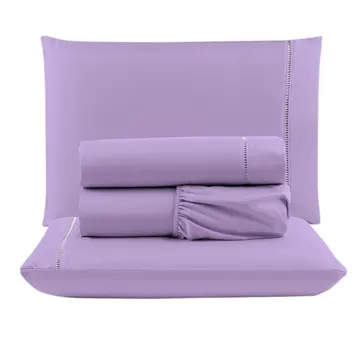 Jogo Cama Lençol Unique Casal Padrão Micro Percal 400 Fios Ponto Palito 4 Peças - Lilás