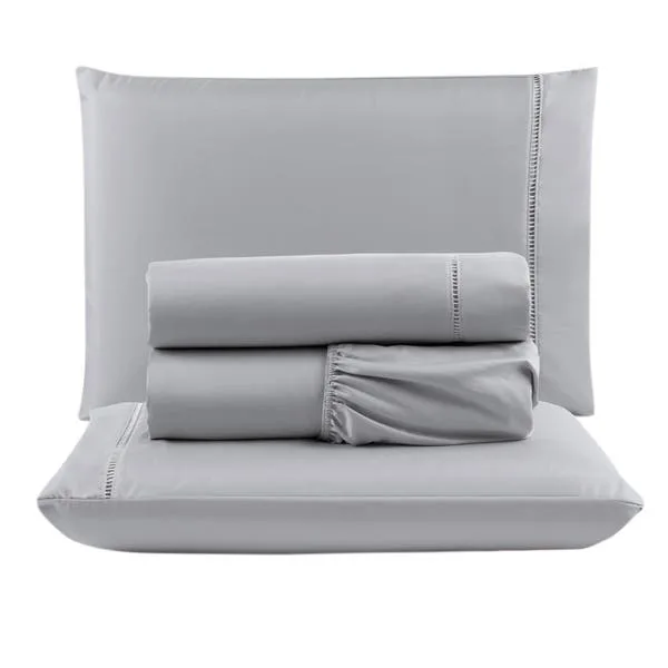 Jogo Cama Lençol Unique King Micro Percal 400 Fios Ponto Palito 4 Peças - Cinza, imagem 1 de 3