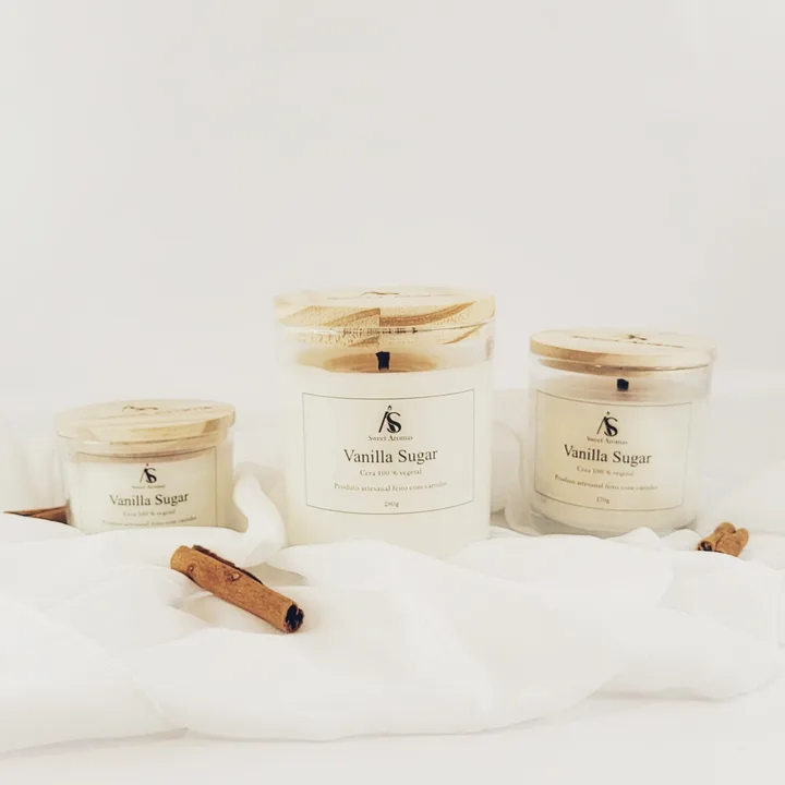 Vela Aromática Vanilla Sugar Sweet Aromas 90g, imagem 1 de 2