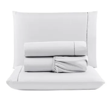 Jogo Cama Lençol Unique King Micro Percal 400 Fios Ponto Palito 4 Peças - Branco